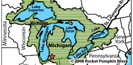 Maps, Three Oaks, Michigan, Galien River, Great Lakes, Watershed, USA, World